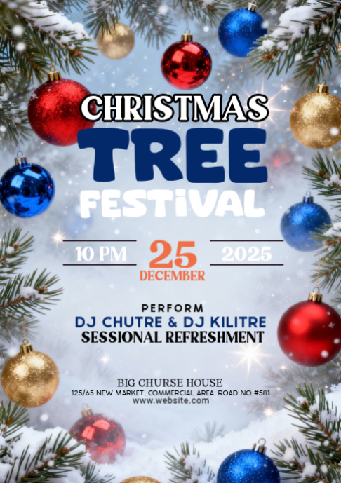 Maximalist Christmas Tree Festival A2 Template | PosterMyWall