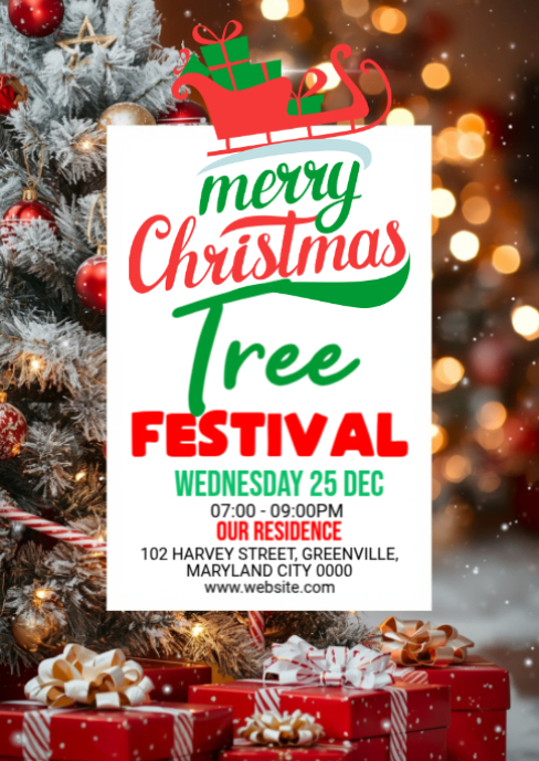 Plantilla de Maximalist Christmas Tree Festival A3 | PosterMyWall