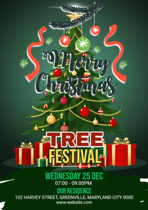 Plantilla de Maximalist Christmas Tree Festival A3 | PosterMyWall