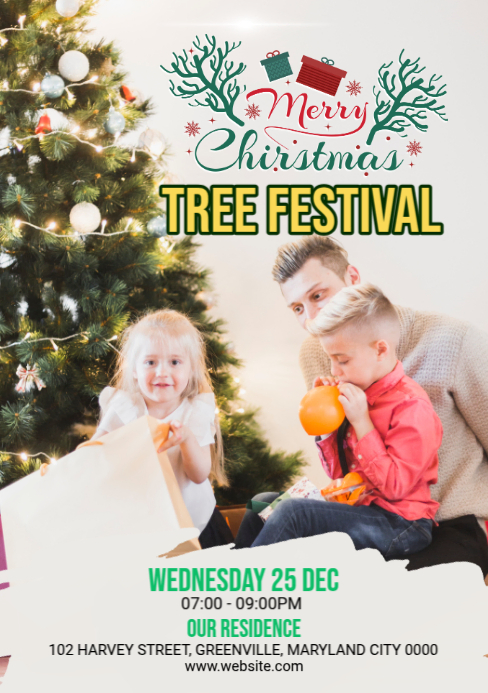 Plantilla de Maximalist Christmas Tree Festival A5 | PosterMyWall