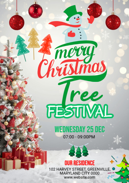 Maximalist Christmas Tree Festival A5 Template | PosterMyWall