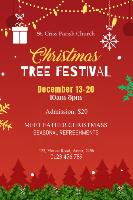 Maximalist Christmas Tree Festival Banner Template Banner 4' × 6 ...