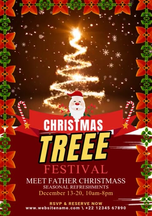 Maximalist Christmas Tree Festival Flyer A1 Template | PosterMyWall
