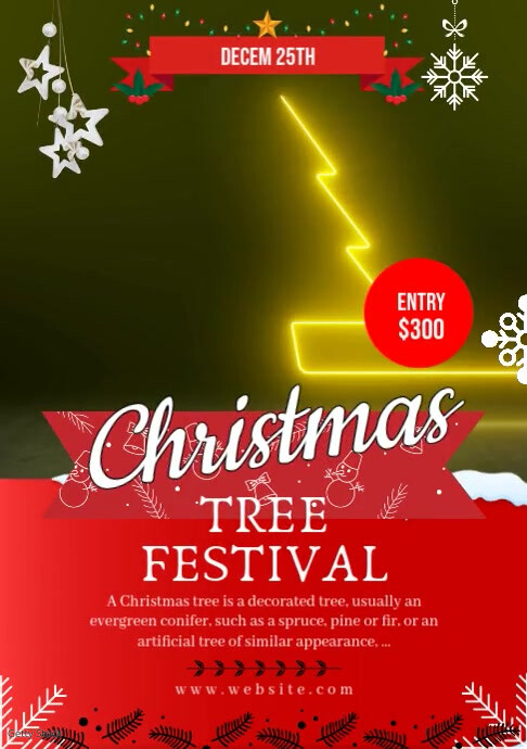 Maximalist Christmas Tree Festival Flyer A2 Template | PosterMyWall