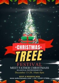Maximalist Christmas Tree Festival Flyer A5 template