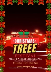 Maximalist Christmas Tree Festival Flyer A6 template