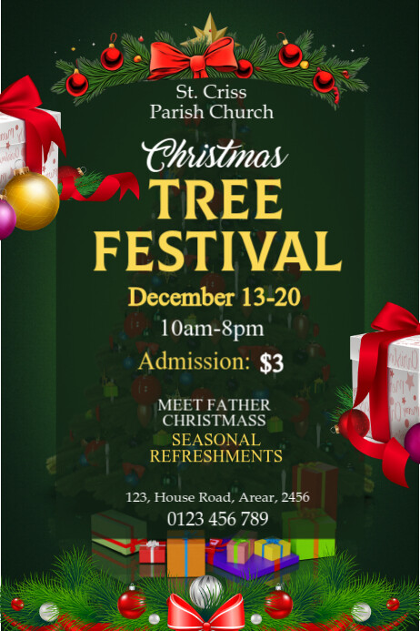 Copy of Maximalist Christmas Tree Festival Flyer Template Banner 4' × 6 ...