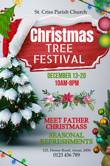 Copy of Maximalist Christmas Tree Festival Flyer Template Banner 4' × 6 ...