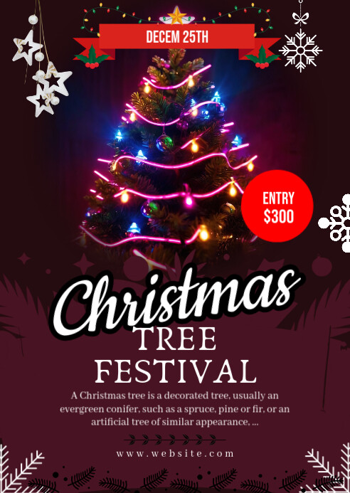 Copy of Maximalist Christmas Tree Festival Flyer Template A6 | PosterMyWall