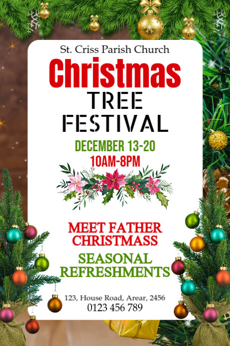 Copy of Maximalist Christmas Tree Festival Flyer Template Banner 4' × 6 ...
