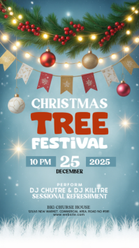 Blue Maximalist Christmas Tree Festival Instagram Story Template ...