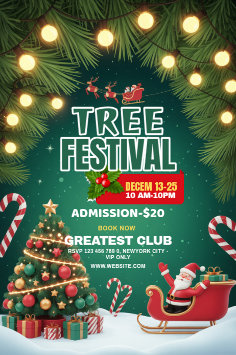 Maximalist Christmas Tree Festival Poster Template | PosterMyWall