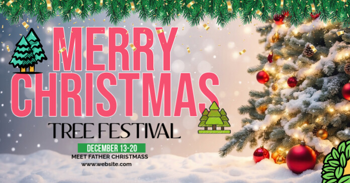 Maximalist Christmas Tree Festival Template Facebook Shared Image ...