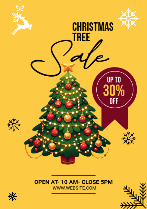 Maximalist Christmas Tree Sale Ad A5 template