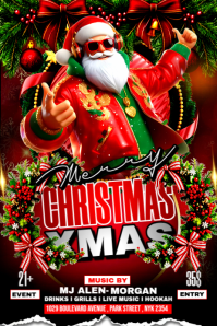 Maximalist Christmas XMAS Merry Party Poster template