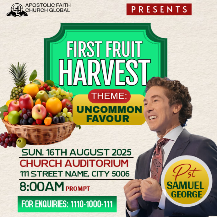 Maximalist Church Harvest Service  Instagram Post template