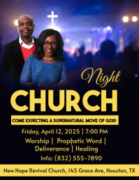 Black Maximalist Church Night  Flyer (us Letter) Flyer Template