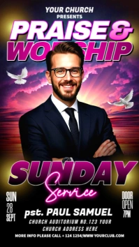 Maximalist Church Praise & Worship Service Flyer Instagram Story template