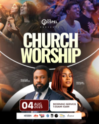 Brown Church Worship Service Instagram Portrait Template