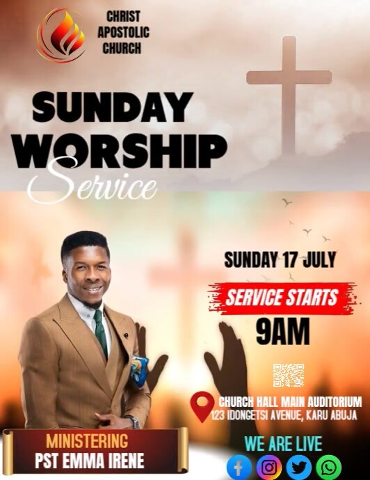 Maximalist Church Worship Service Flyer (us Letter) template