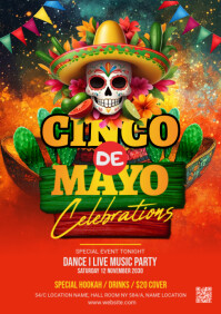 สีแดง Cinco de Mayo Celebration A5 Template