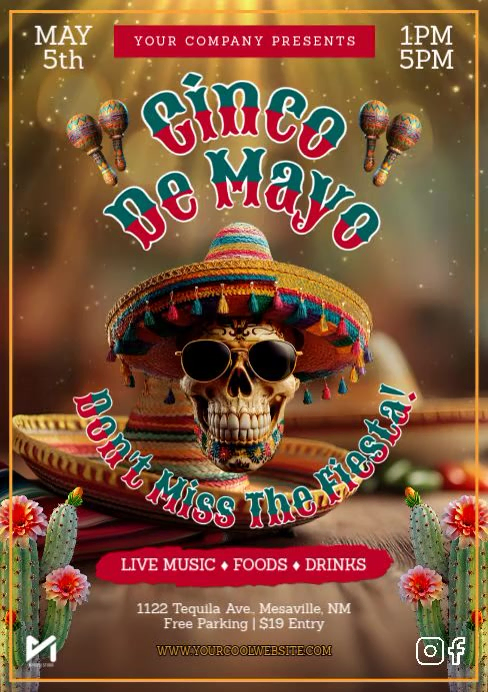 Cinco De Mayo Fiesta Mexican Party Video Flyer Template | PosterMyWall