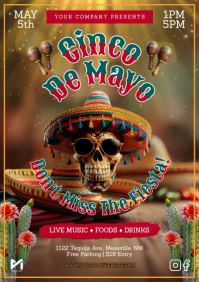 Cinco De Mayo Fiesta Video Flyer | Mexican Party Event Celebration Promo Template A5