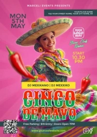 Maximalist Cinco De Mayo Video Flyer A5 template
