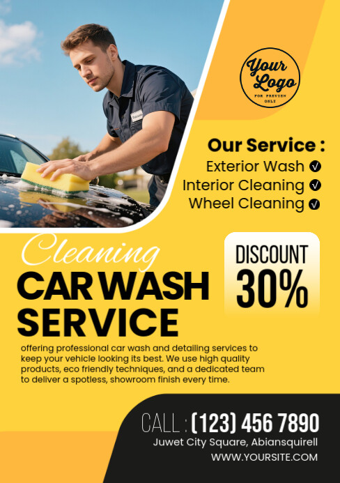 Maximalist Cleaning Car Wash Flyer Or Poster Template A5