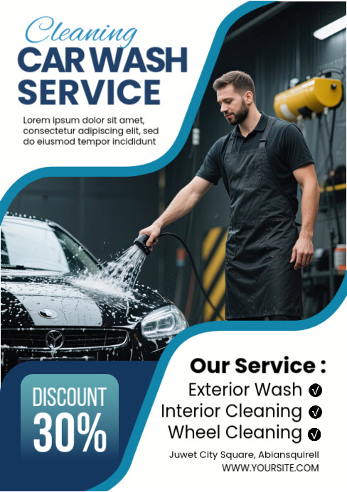 Maximalist Cleaning Car Wash Service Flyer Or Poster Template A5