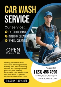 Maximalist Cleaning Car Wash Service Flyer Or Poster Template A5