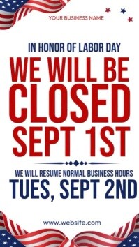 สีขาว Labor Day Closure Announcement Instagram na Kuwento Template