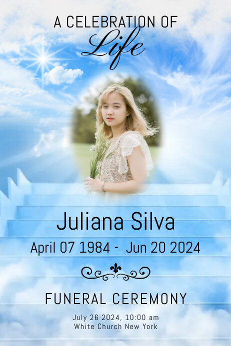 Maximalist Cloudy Sky Funeral Program Poster template