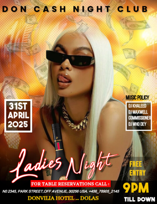 Maximalist Club Event Lady's Night Party Free Editable Template Social Media Graphic  Flyer (us Lett