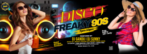 Black 90s Disco Party Facebook Cover Photo Template