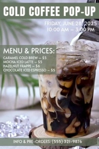 Maximalist Cold Coffee Pop-up Poster template