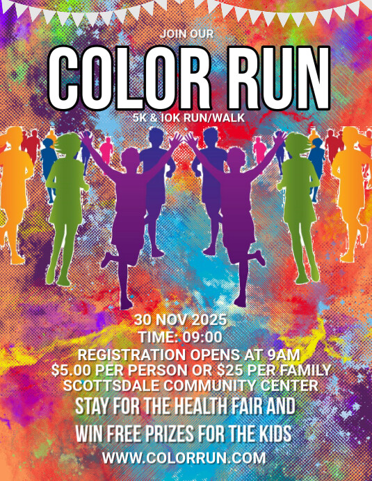 Maximalist Color Run Flyer (us Letter) Template | PosterMyWall