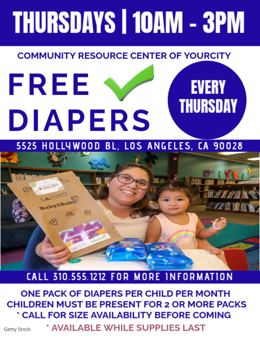 Community Resource FREE Diapers Flyer Template PosterMyWall