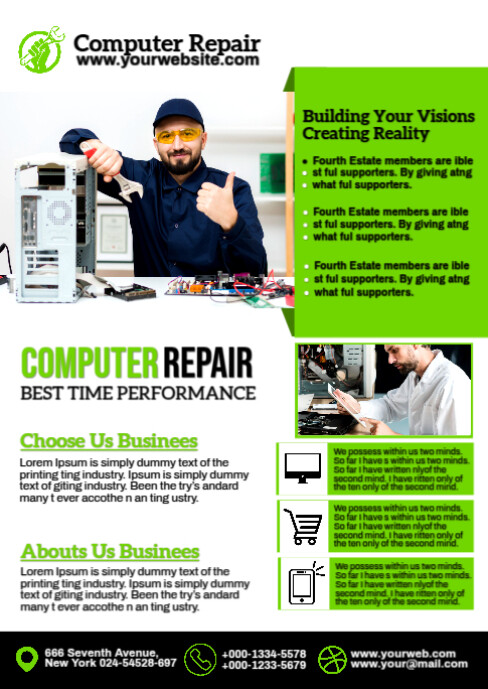 Maximalist Computer Repair Flyer A6 template