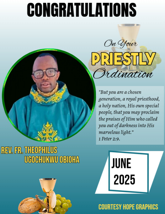 Maximalist Congratulations On Your Priestly Ordination Free Editable Photo Template  Flyer (us Lette
