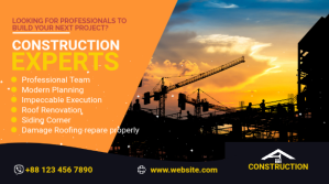 Orange Construction Services Promotion Twitter-opslag Template