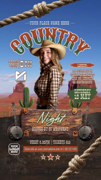 Modern Cowboycore Western Night Instagram Story Flyer template
