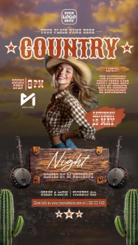Modern Cowboycore Western Night Instagram Story Flyer template
