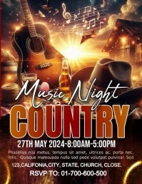 Maximalist Country Music Night Template Desig Pamflet (Letter AS)