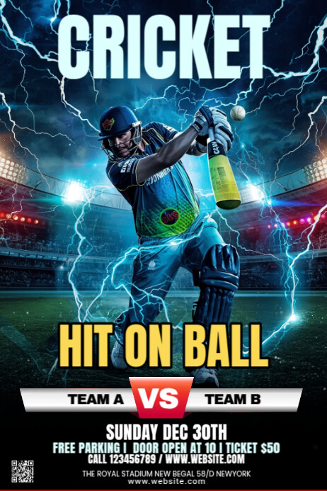 Maximalist Cricket Game Banner 4' × 6' template