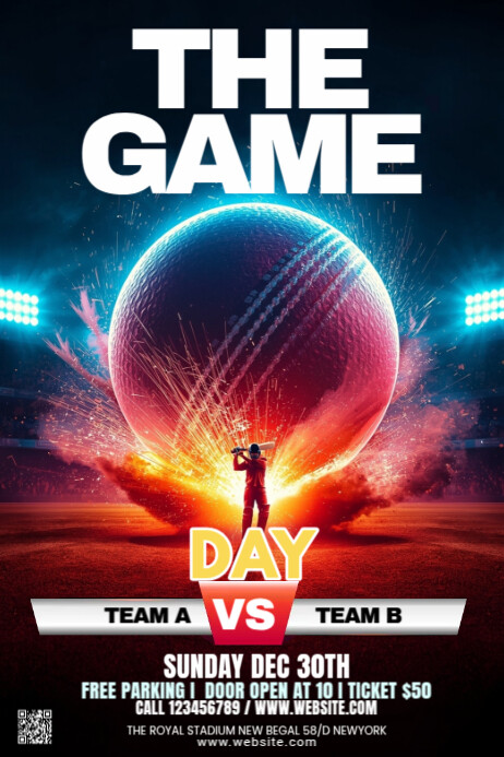 Maximalist Cricket Game Banner 4' × 6' template