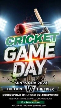 Black Cricket Game Day Instagram Story Template