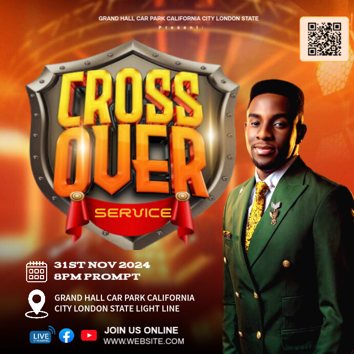 Maximalist Cross Over Service Invitation Template Instagram Post