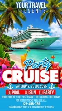 蓝色 Cruise Party Digitale Vertoning Template