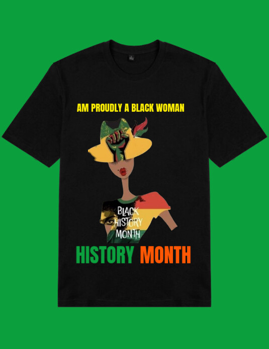 Maximalist Customizable Printable Custom Black History Month T-shirt For Woman Free  Printable On De Flyer (US Letter) template